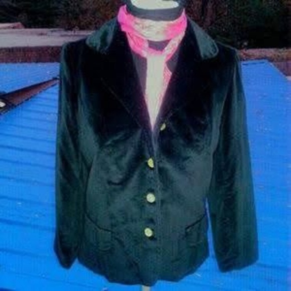 Vintage Classic Style Black Silk Velvet Blazer Moonglow buttons - Picture 6 of 7